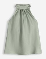 Bluse - Neckholder-Ausschnitt - Petrol