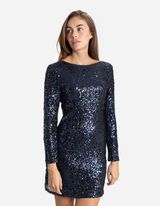 Abito - Inserto di paillettes - blu scuro