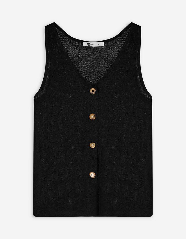 Stricktop - Knopfleiste - schwarz