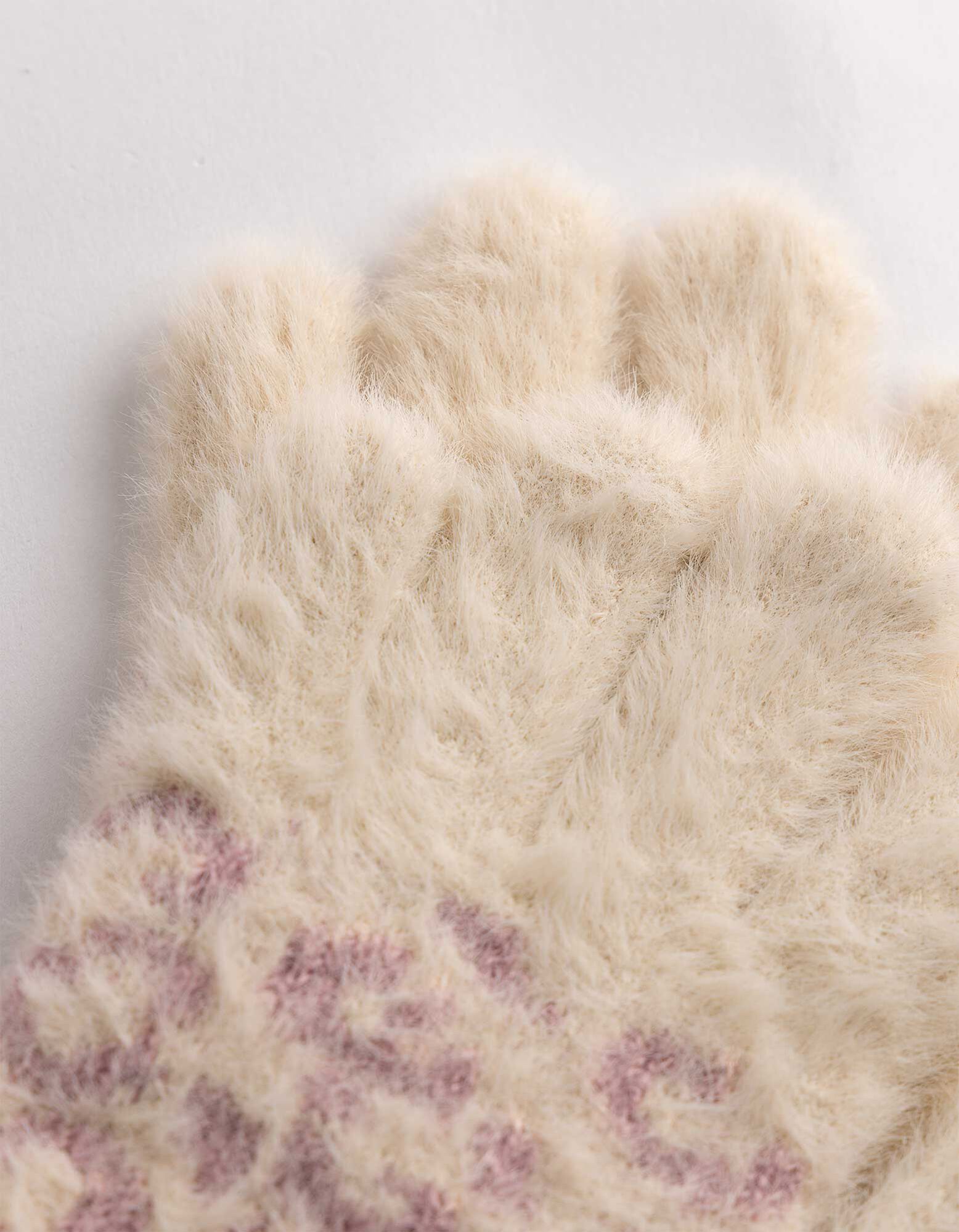 Handschuhe - Leopardenmuster - Wei&szlig;