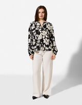 Blouse - Motif floral - noir