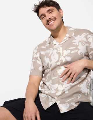 Hemd - Allover-Print - beige