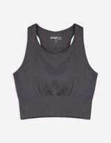 Cropped Top - Gerippt - dunkelgrau