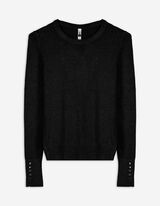 Strickpullover - Zierknöpfe - schwarz