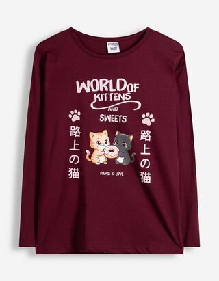 Longsleeve - Voorkantprint - Bessenrood