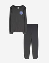Pyjama Set aus Shirt und Hose - Rückenprint - dunkelgrau