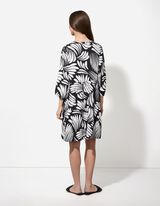 Blusenkleid - Allover-Muster - schwarz