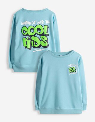 Sweatshirt - R&uuml;ckenprint - hellblau
