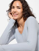 Hosszú ujjú felső - Pointelle - vilagoskek