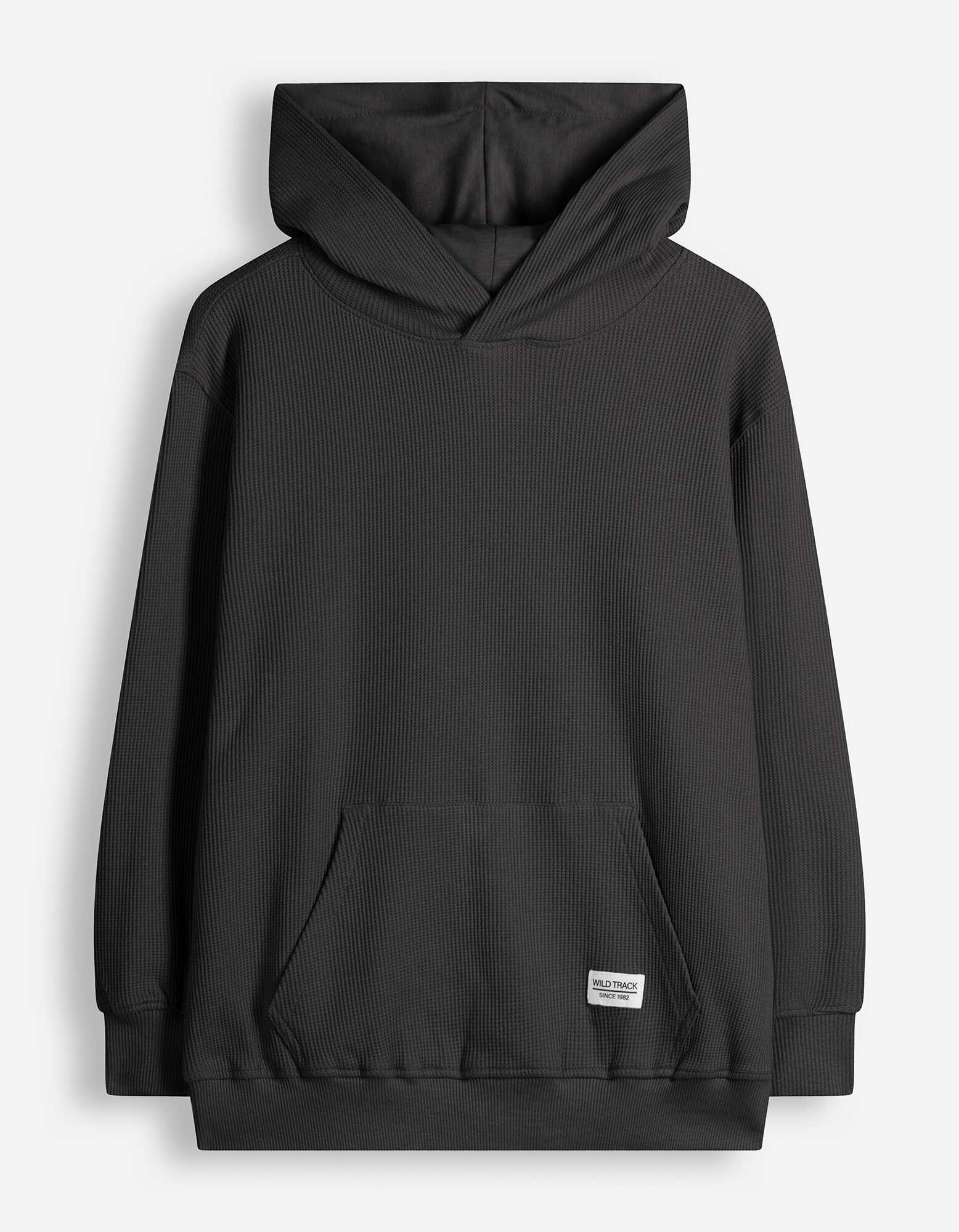 Sweatshirt - Waffelstruktur - Dunkelgrau
