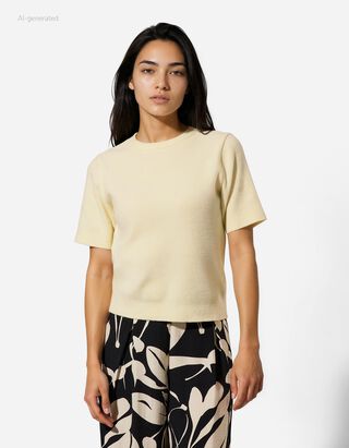 Pullover - Feinstrick - hellgelb