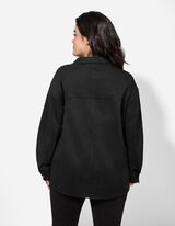 Hemdbluse - Wildlederimitat - schwarz