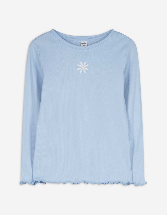 Maglia a manica lunga - Orlo a conchiglia - celeste