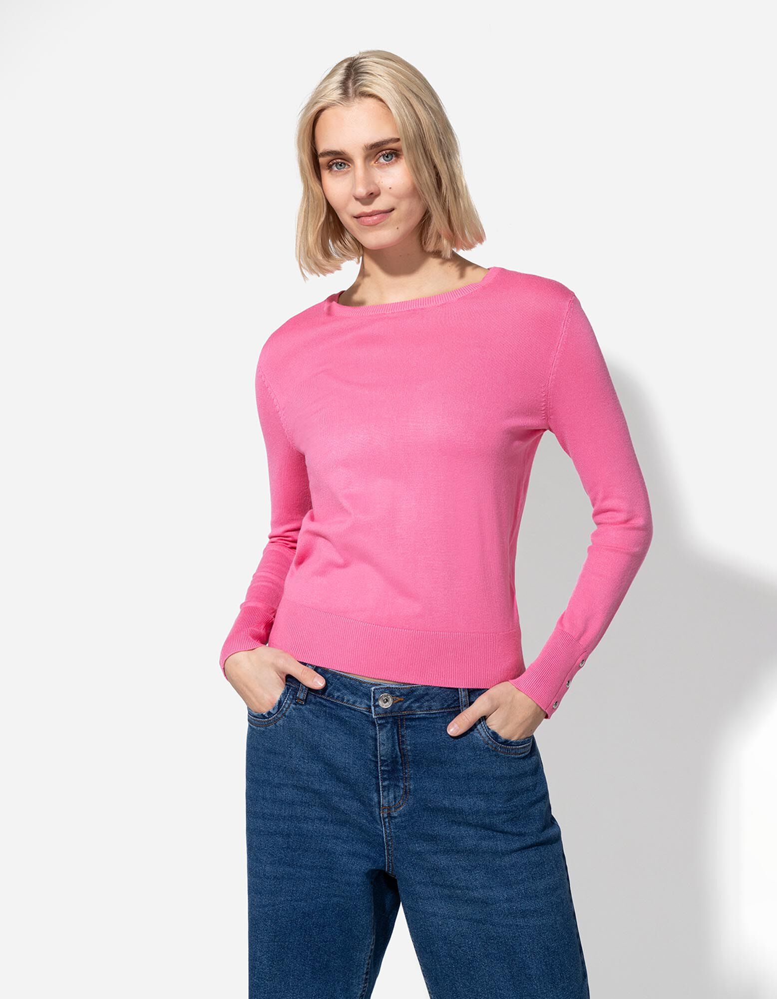 Pullover - Zierknöpfe - pink