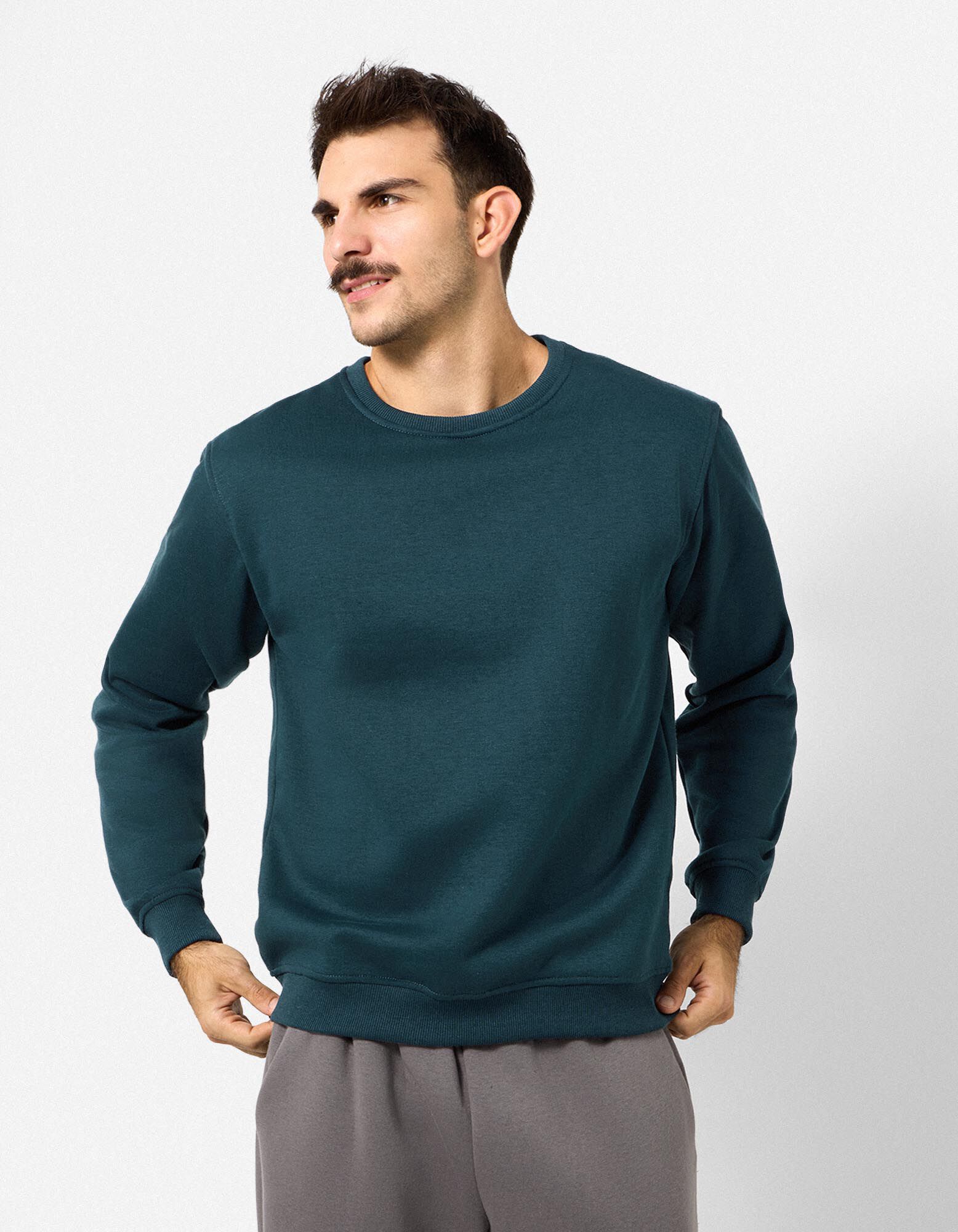 Sweatshirt - Relax Pasvorm - Petrolblauw