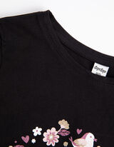 Bluză de corp cu mânecă lungă - Imprimeu sclipici - Negru