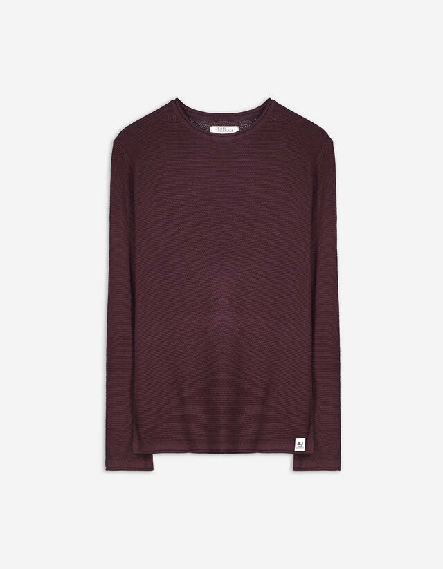 sweter - zwijane krawędzie - ciemny czerwony
