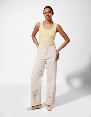 Pantalon - Coupe Straight Fit - blanc
