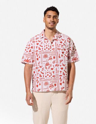 Hemd - Allover-Print - Orange