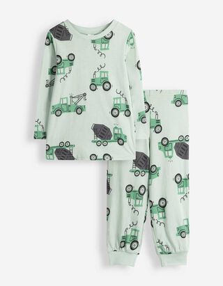 Pyjama Set aus Shirt und Hose - Allover-Muster - Dunkelgr&uuml;n
