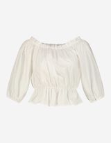 Haut en dentelle - Encolure carmen - blanc