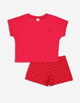 Set pijama alcătuit din bluză și pantaloni scurți - Imprimeu - Roz