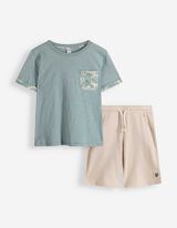 Ensemble T-shirt et short  - Manches courtes - bleu clair
