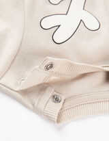 Tričko s dlhými rukávmi - Predná potlač - bezova