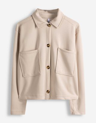 Sweatjacke - Knopfleiste - wei&szlig;