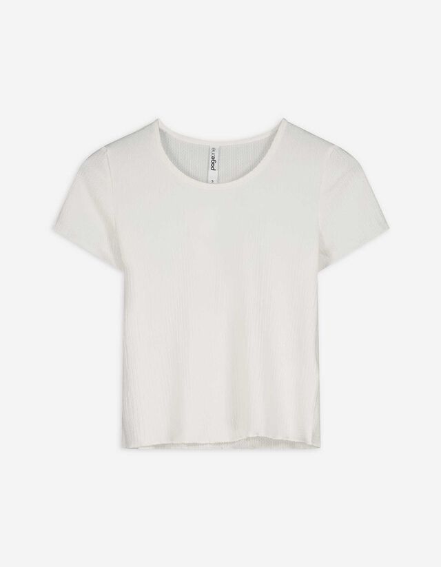 T-Shirt - Rippenstruktur - weiß