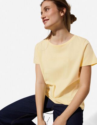 T-Shirt - Stickereien - hellgelb