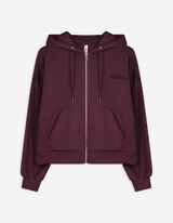 Sweatjacke - Kapuze mit Tunnelzug - dunkellila