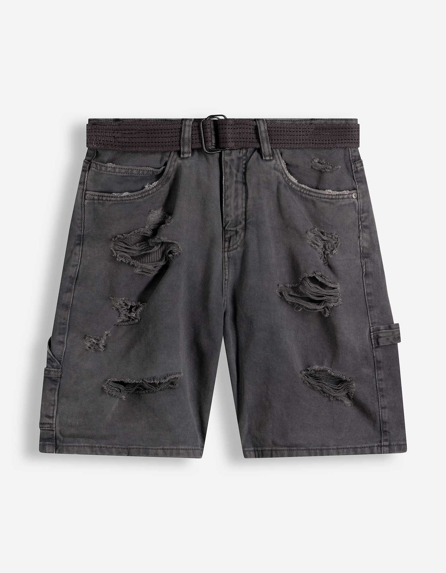 Short - Finition d&eacute;lav&eacute;e &agrave; l&rsquo;acide - Gris