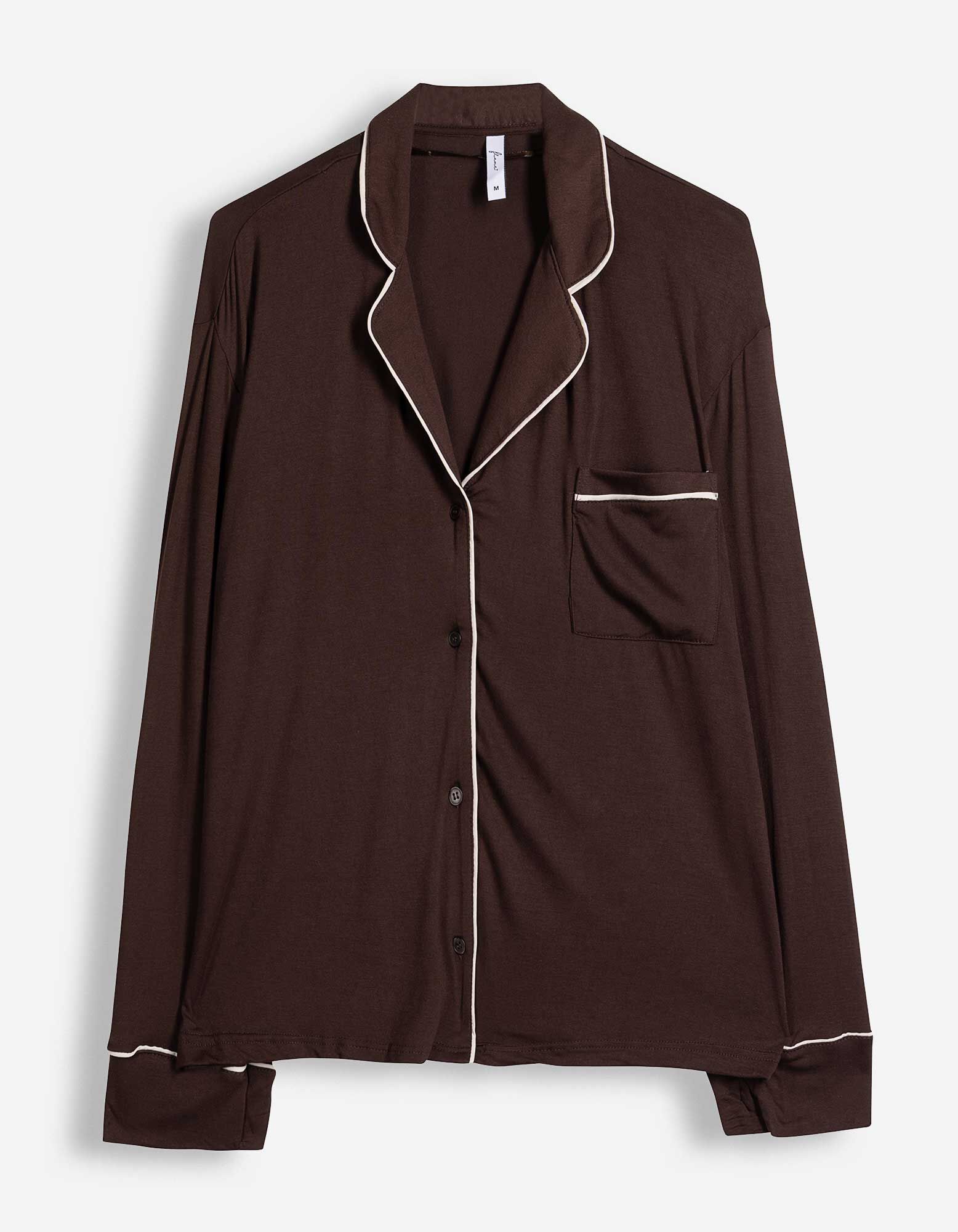 Pyjama Set aus Shirt und Hose - Viskose-Mix - Braun