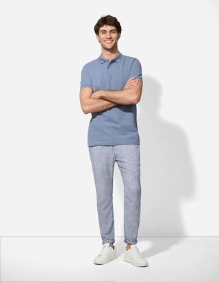 Chinohose - Leinen-Mix - dunkelblau