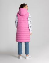 Długa kamizelka - kaptur z troczkiem - rozowy