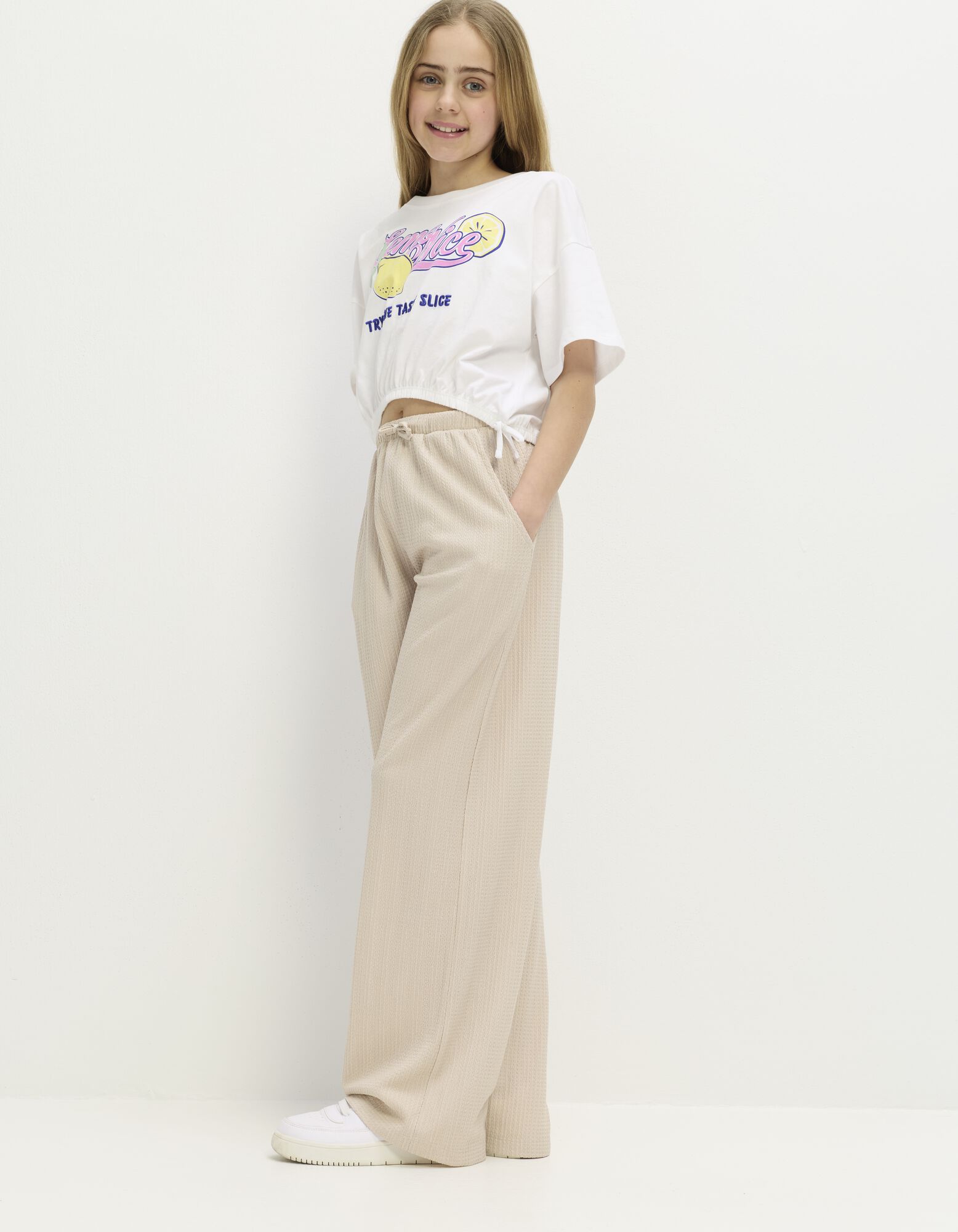Hose - Waffelstruktur - Beige