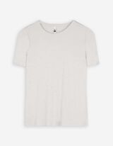 T-shirt - Geribde structuur - beige