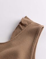 Top - Wafelstructuur - Beige