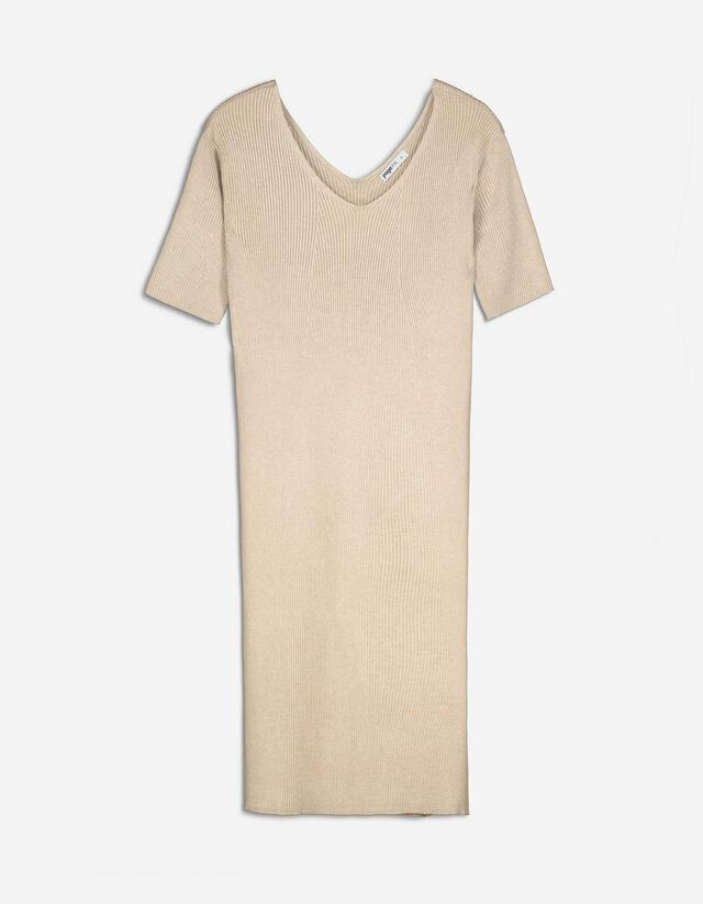 Abito - Maglia a coste - beige