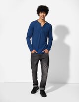 Tričko s dlouhým rukávem - Dvouvrstvý vzhled - tmave modra