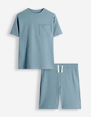 Set aus T-Shirt und Hose - Gerippt - blau
