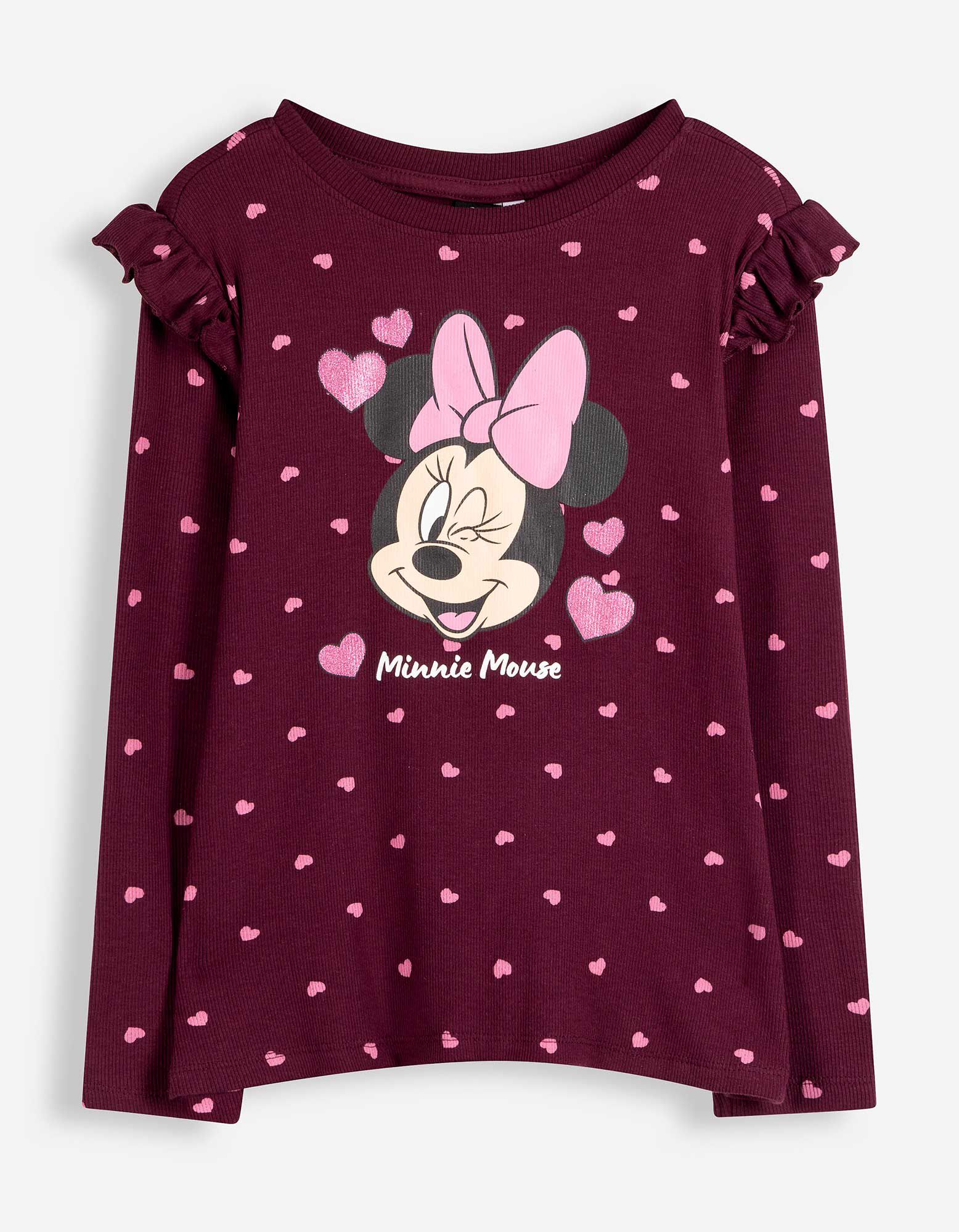 Langarmshirt - Minnie Mouse - Dunkelrot