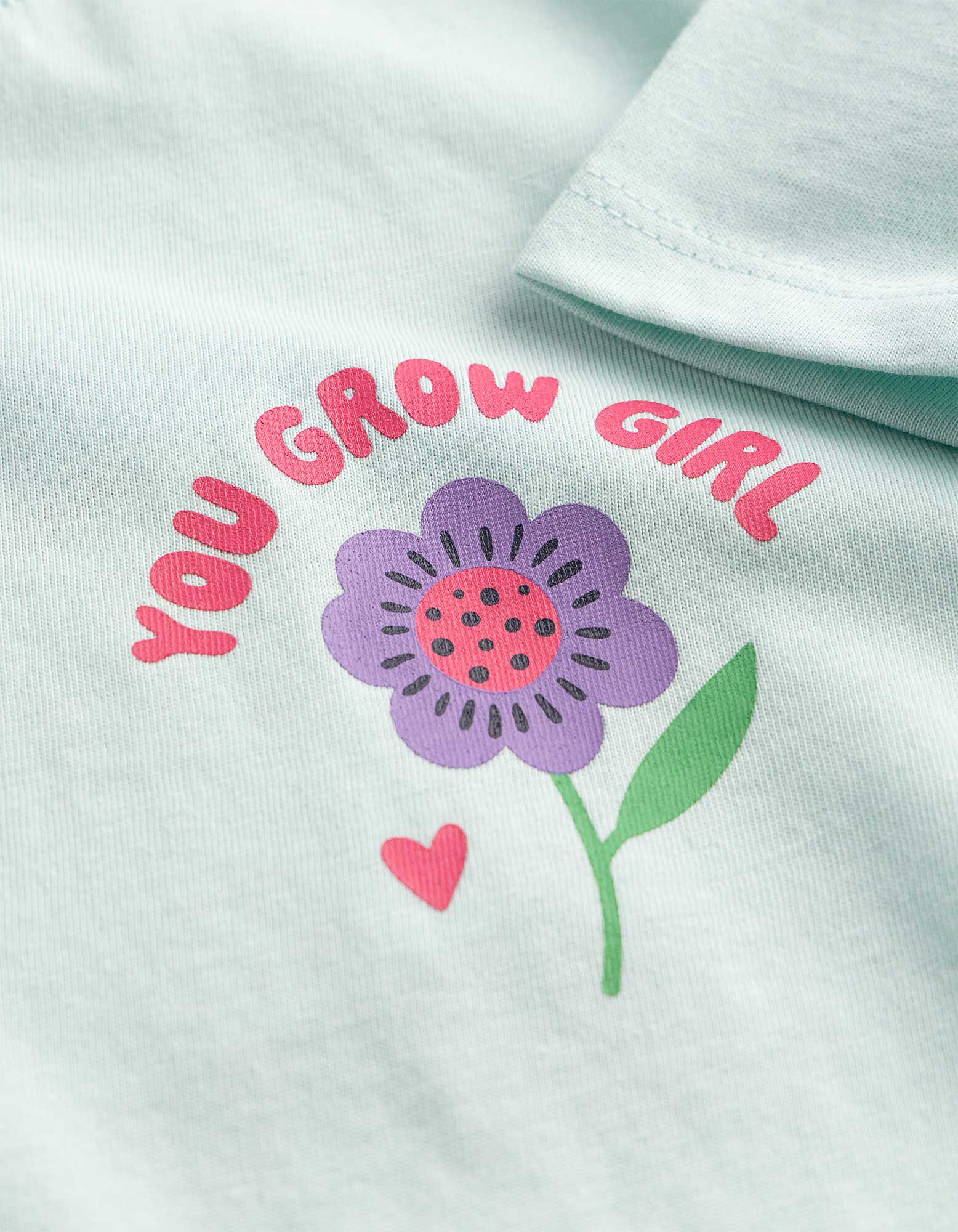 T-shirt - Print op rug - Turkoois