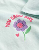 T-shirt - Print op rug - Turkoois