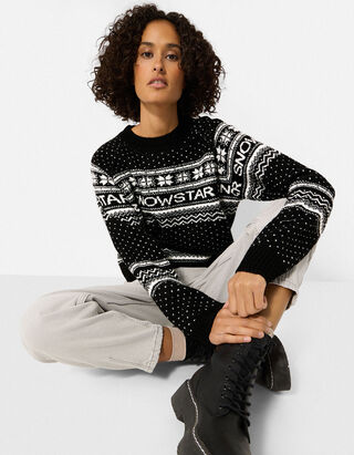 Pullover - gemustert - Schwarz