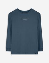 Tričko s dlouhým rukávem - Nadměrný střih Oversized Fit - tmave modra