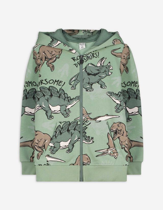 Sweatjacke - Allover-Print - grün