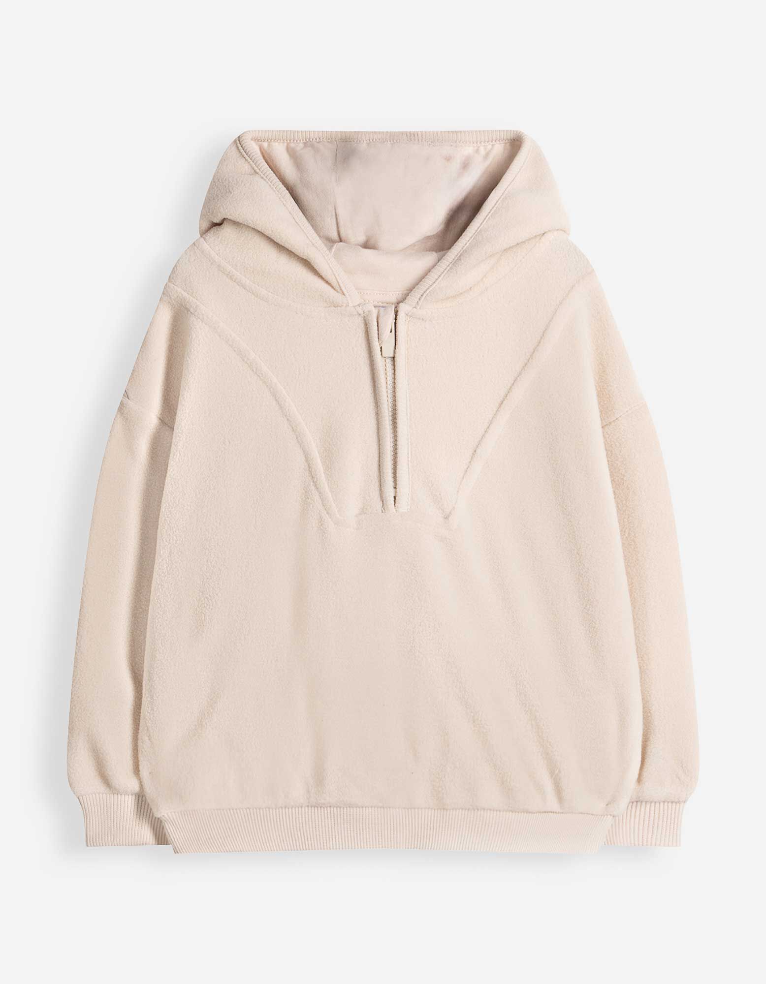 Ensemble sweat &agrave; capuche et pantalon - Maille polaire - beige