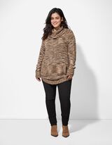 Dlouhý pulovr - Rolákový límec - béžová